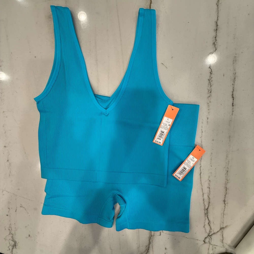 Colsie Vibrant Blue Ribbed Set
